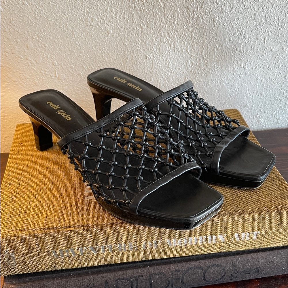 Cult Gaia Black Mesh Mules